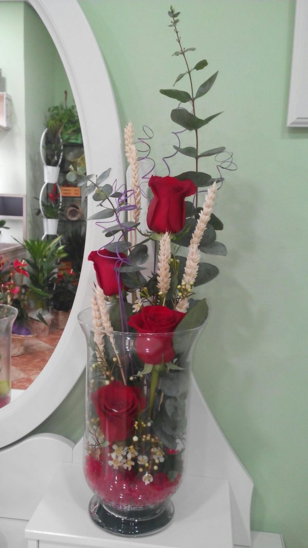 Jarrón rosas naturales